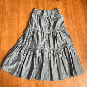 Blue tiered midi skirt